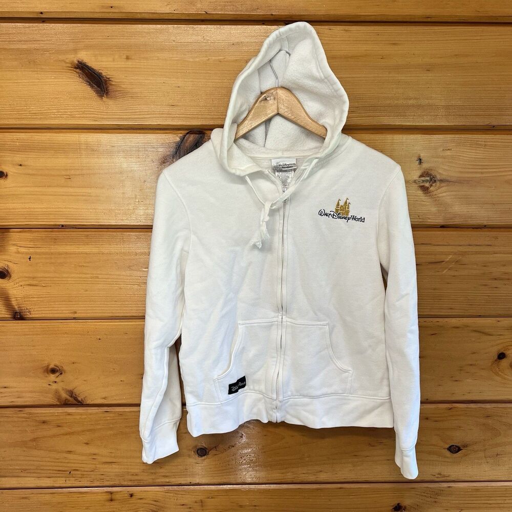 Walt Disney World Gold Castle Embroidered Zip Up Hoodie Fits Like Women’s Sz L